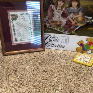 Puzzle 750 Pieces Sisters (New) and 2 Plaques NWT